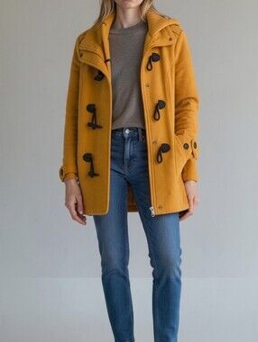 Mustard Toggle Wool Coat – Women's Jacket